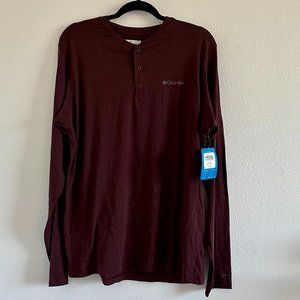 Columbia Men's Henley T-Shirt (maroon, size LG) - NWT